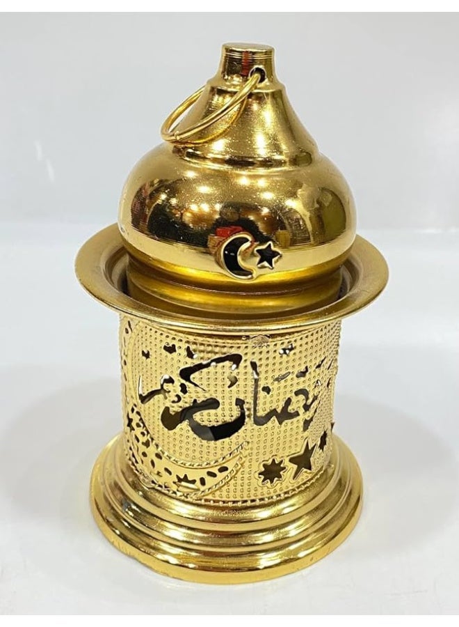 فانوس رمضان ميني ذهبي، ديكور رمضاني مضيء مع نقوش هلال ونجوم، هدية رمضانية - Image 2